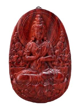 小叶紫檀属狗生肖鼠红木观音吊坠