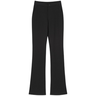 微喇叭裤女九分秋冬高腰修身显瘦薄绒休闲通勤小个子西装微喇裤子