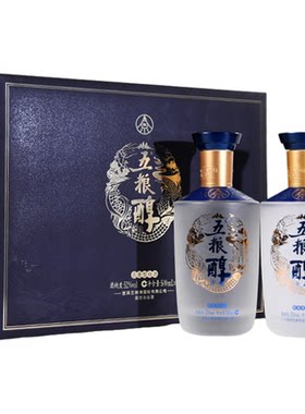 【官方自营】五粮醇醇香白酒礼盒52度500mL*2瓶浓香型送礼