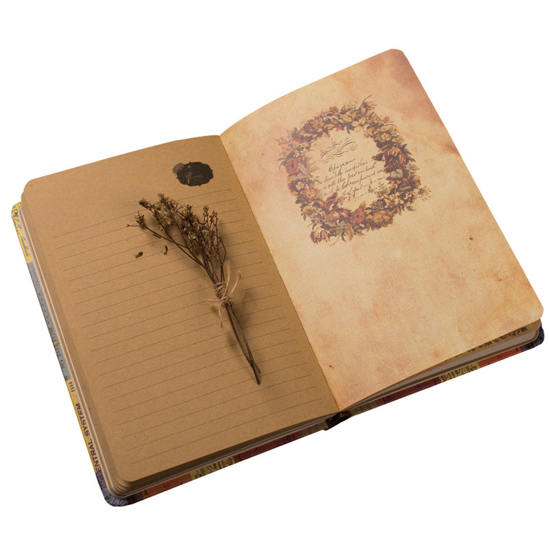 B5加厚复古彩页日记本欧式个性精装牛皮纸创意手绘插画笔记本子