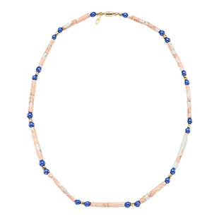 折扣款RoundFace夏日系列 原创天然淡粉色叶蜡石串珠项链度假风