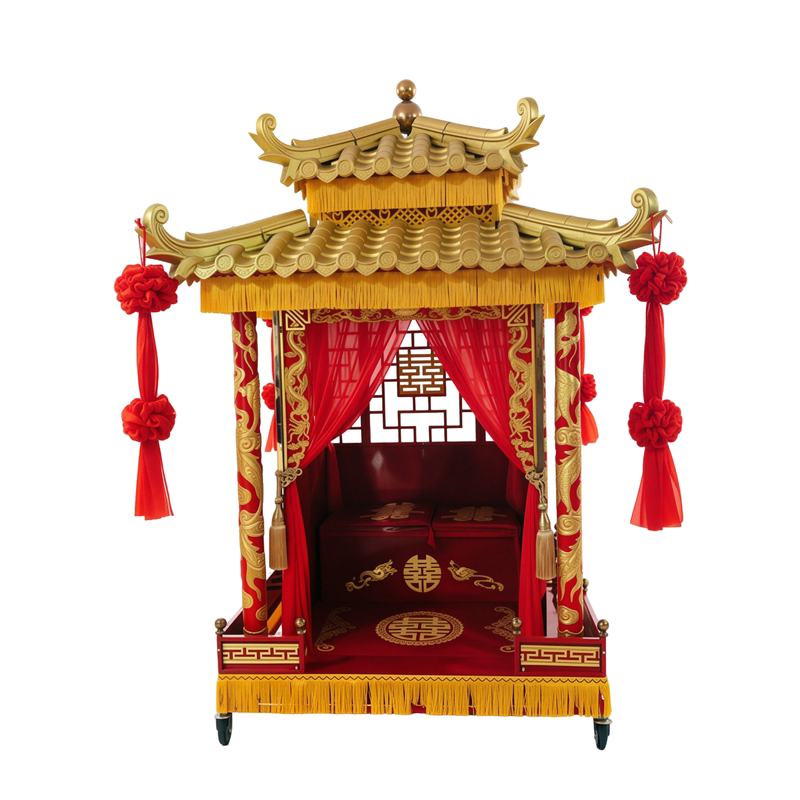 中式八抬金箔婚礼迎亲花轿