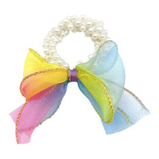 儿童珍珠高丸子头发饰皮筋女童蝴蝶结皮筋发圈发饰宝宝双马尾头绳