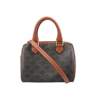 9新CELINE赛琳标志印花波士顿涂层帆布小号斜挎二手奢侈品包包