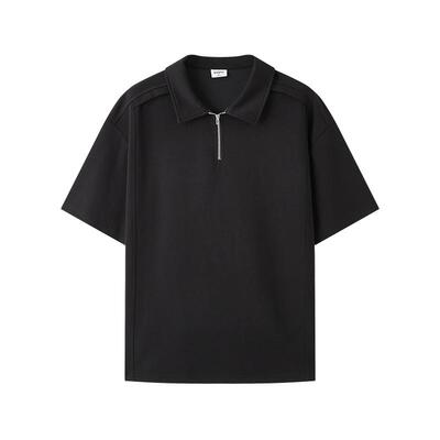 三福2026夏季新款短袖t恤男POLO衫休闲半拉链纯色半袖翻领上衣