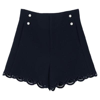 commemoi吕燕镂空高腰休闲短裤