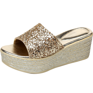 凉拖鞋女夏时尚外穿2025新款百搭网红厚底增高坡跟ins潮半拖鞋女