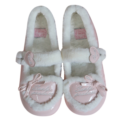 心绒绒 原创lolita鞋毛毛鞋女外穿日系可爱软妹加绒保暖平底lo鞋