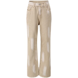 Sparrow Lab手工刷漆喷绘扎染水洗牛仔宽松直筒休闲长裤潮upward