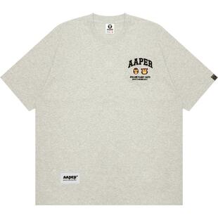 Aape旗舰店男装25春夏猿人军团徽章字母刺绣潮流短袖T恤1611XAO