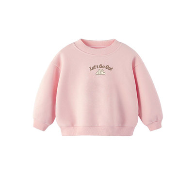 女宝圆领卫衣冬季女孩冬装加绒加厚上衣小宝宝冬款保暖套头衫童装