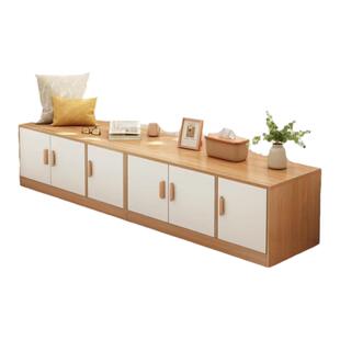 阳台飘窗收纳柜落地单层矮柜书柜家用窗台格子柜置物架一体储物柜