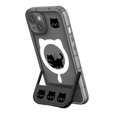 适用苹果16磁吸支架手机壳原创猫