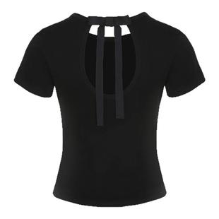 范洛Fano 小众设计感后背镂空蝴蝶结高质感显瘦合身t恤夏季上衣女