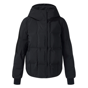 【95白鹅绒】歌莉娅黑色羽绒服女2025新款冬季轻薄压胶连帽短外套