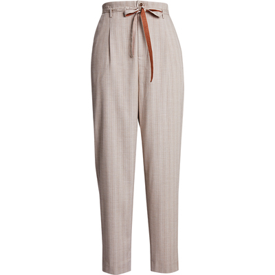 竖条纹宽松休闲西装长裤