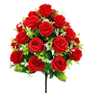 仿真18头玫瑰花束绢花假玫瑰花大花束婚庆客厅手捧花摆件假花装饰