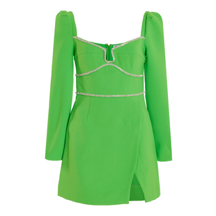 果绿色晚礼服短裙2025新款时尚女学生日派对主持年会小礼服连衣裙