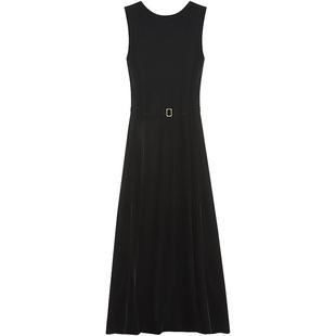 COCOBELLA赫本风丝绒小黑裙优雅气质混搭连衣裙无袖背心裙FR3070