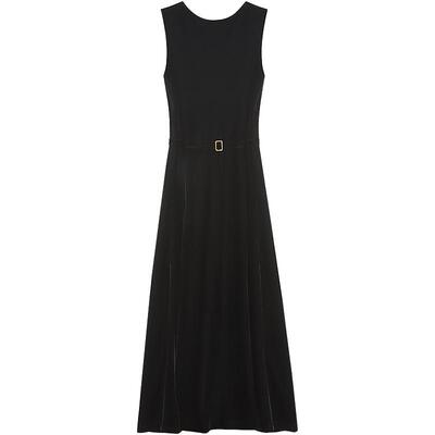 COCOBELLA赫本风丝绒小黑裙优雅气质混搭连衣裙无袖背心裙FR3070