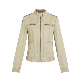 【SUNONEONE~】立领做旧美式复古短款显瘦外套女早秋新款正肩夹克