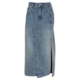 SHORT SENTENCE短句春夏女士不对称分割后开叉牛仔半裙银泰301574