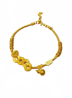 古法金包银五帝钱葫芦盘缠手链