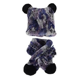 2025獭兔毛皮草帽子围巾套装儿童小孩户外真毛保暖护耳秋冬新款潮