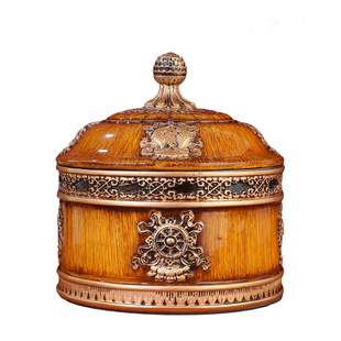 藏式糌粑盒奶渣盒酥油茶盒大容量糌粑桶青稞桶米盒客厅摆件储物罐