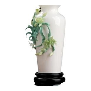 非遗手工《梅瓶》新中式玉兰瓷花瓶插花摆件居家客厅办公室装饰品