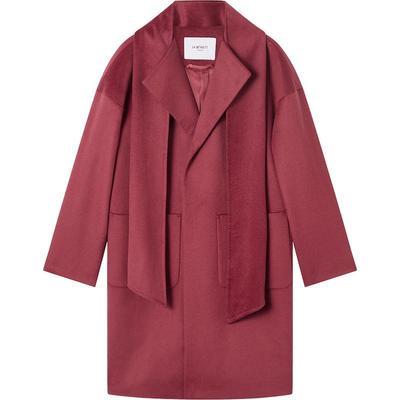 100%绵羊毛大衣气质外套搭围巾