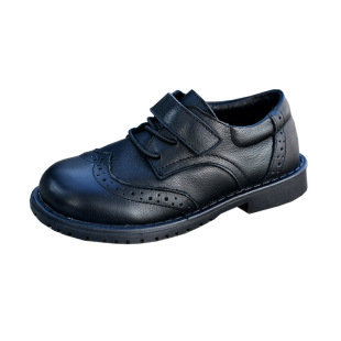 儿童休闲英伦男童白色真皮鞋黑色软底春秋女童公主头层牛皮表演鞋