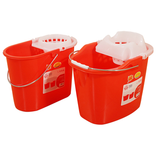 珠江牌塑料地拖桶家用老式红色拖地桶脱水桶拖把桶手压清洁挤水桶