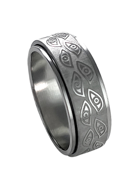 不掉色可转动大眼睛戒指男潮百搭