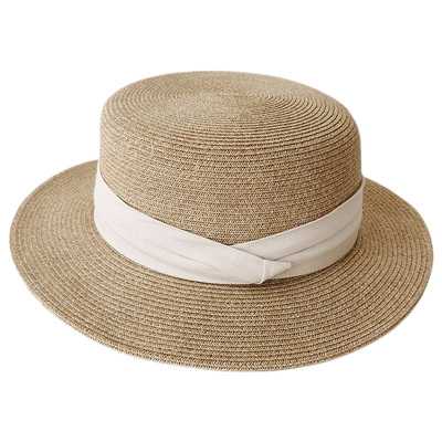 日系大头围平顶草帽女夏季