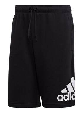 自营 Adidas/阿迪达斯 男士运动休闲短裤 黑色/白色 美国奥莱直发