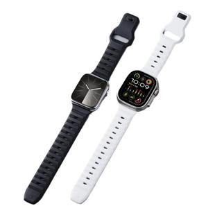 玩物尚智适用苹果iWatchS9氟橡胶表带Apple watch月光白ultra2运动S8高级S7舒适FKM四五六代SE智能腕带配件