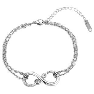 XXOFF永恒的爱 ∞无限符号数字8爱心双层链条可调节钛钢手链