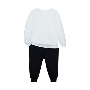 儿童白色卫衣套装加绒 男童女童幼儿园小学生运动会班服上红下黑