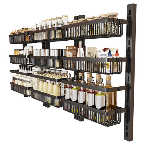 厨房多层调料架可调节层高佐料收纳架子家用壁挂调味瓶罐放置神器