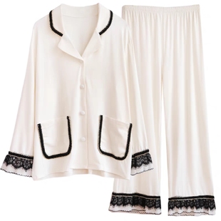 维多控睡衣女秋冬季金丝绒甜美蕾丝小香风气质开衫两件套金丝绒