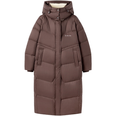 太平鸟冬连帽长款羽绒服撞色面包服A3ACE4423