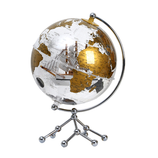 2025新款帆船透明地球仪摆件客厅家居装饰品带灯光男孩生日礼物