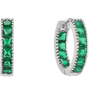 T方满钻小耳圈欧美极简冷淡风祖母绿色复古耳饰几何耳扣气质耳环