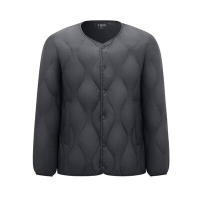 千仞岗秋季新品圆领轻薄内搭休闲轻羽配卫衣无领羽绒服外套男