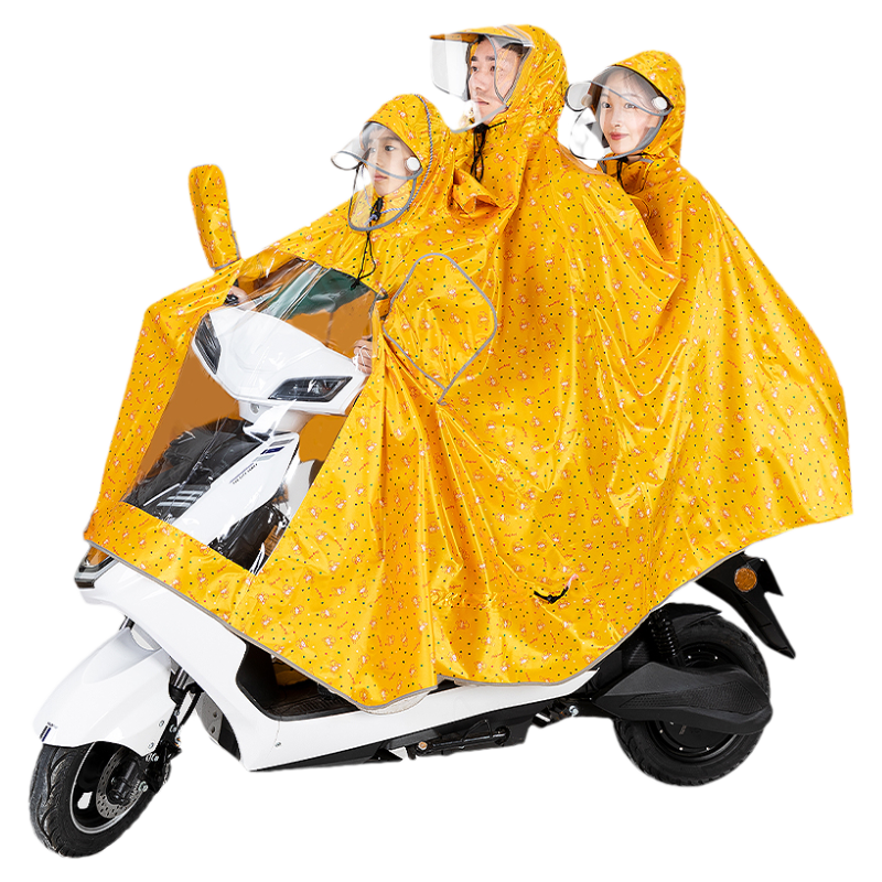 单人电动摩托车可戴头盔儿童雨衣