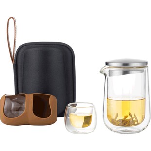 尚明简约便携旅行茶具一壶两杯轻便户外收纳包套装野营露营泡茶壶