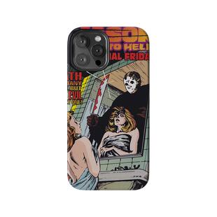 恐怖电影十三号星期五 美式复古个性插画 适用苹果 iPhone 14/15/16/17 Pro Max双层全包防摔磨砂硬壳手机壳