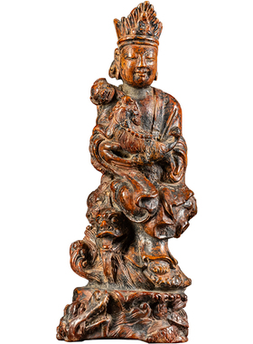 清代黄杨木雕观音佛像保平安摆件