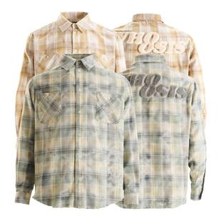 WHOOSIS（不知其名）绒毛贴布破坏衬衣衬衫外套春秋男休闲潮宽松